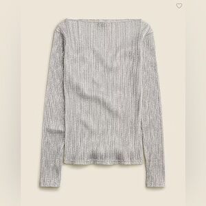 NWT J. Crew Sheer Metallic Gossamer Boatneck Top - XXS Stainless Steel Gunmetal